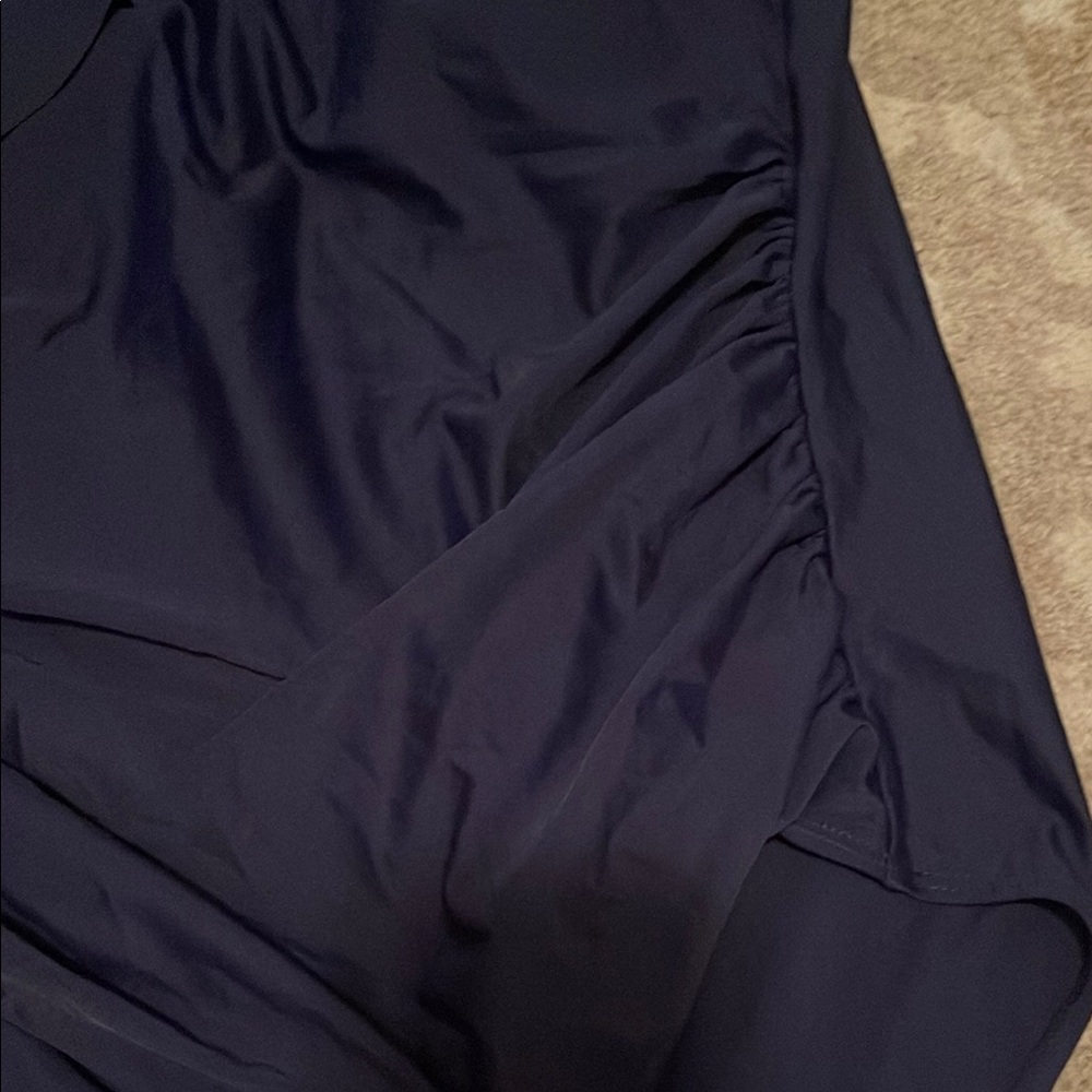 Navy One Piece Swimsuit Ruffle - Picture 3 of 5